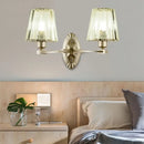 GobekUsa Modern Gold Crystal Wall Sconce with Tapered Flush Mount – Nordic Design, Ambient Lighting for Bedside