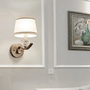 GobekUsa Modern Nickle Finish Wall Sconce Light with Conic Fabric Shade - Ideal for Hallway