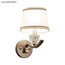 GobekUsa Modern Nickle Finish Wall Sconce Light with Conic Fabric Shade - Ideal for Hallway