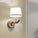 GobekUsa Modern Nickle Finish Wall Sconce Light with Conic Fabric Shade - Ideal for Hallway