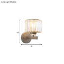 GobekUsa Contemporary Crystal Nickel Drum Sconce Light for Bedroom Wall"