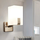 GobekUsa Frosted Glass Wall Sconce with Modern Nickel Mount, 1 Light