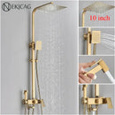 GobekUsa Brushed Gold Shower Faucet Set: Adjustable Height 4-Function Mixer Bathtub Tap