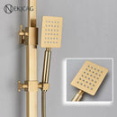 GobekUsa Brushed Gold Shower Faucet Set: Adjustable Height 4-Function Mixer Bathtub Tap