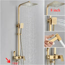 GobekUsa Brushed Gold Shower Faucet Set: Adjustable Height 4-Function Mixer Bathtub Tap