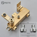 GobekUsa Brushed Gold Shower Faucet Set: Adjustable Height 4-Function Mixer Bathtub Tap
