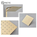 GobekUsa Brushed Gold Shower Faucet Set: Adjustable Height 4-Function Mixer Bathtub Tap