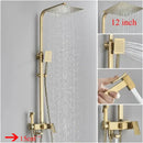 GobekUsa Brushed Gold Shower Faucet Set: Adjustable Height 4-Function Mixer Bathtub Tap