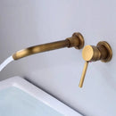 GobekUsa Brushed Gold In-Wall Black Basin Faucet Set for Bathroom Sink Mixer Tap