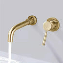 GobekUsa Brushed Gold In-Wall Black Basin Faucet Set for Bathroom Sink Mixer Tap