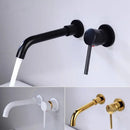 GobekUsa Brushed Gold In-Wall Black Basin Faucet Set for Bathroom Sink Mixer Tap