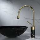 GobekUsa Brushed Gold Brass & Marble Bathroom Sink Faucet