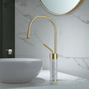 GobekUsa Brushed Gold Brass & Marble Bathroom Sink Faucet