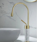 GobekUsa Brushed Gold Brass & Marble Bathroom Sink Faucet