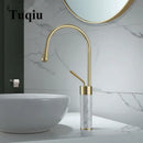 GobekUsa Brushed Gold Brass & Marble Bathroom Sink Faucet