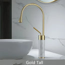 GobekUsa Brushed Gold Brass & Marble Bathroom Sink Faucet