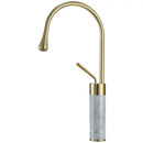 GobekUsa Brushed Gold Brass & Marble Bathroom Sink Faucet
