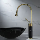 GobekUsa Brushed Gold Brass & Marble Bathroom Sink Faucet