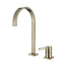 GobekUsa Brushed Gold Basin Faucet: 360 Rotating Two Hole Widespread Bathroom Sink Tap