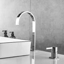 GobekUsa Brushed Gold Basin Faucet: 360 Rotating Two Hole Widespread Bathroom Sink Tap