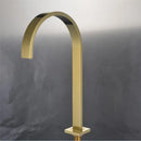 GobekUsa Brushed Gold Basin Faucet: 360 Rotating Two Hole Widespread Bathroom Sink Tap