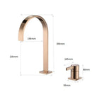 GobekUsa Brushed Gold Basin Faucet: 360 Rotating Two Hole Widespread Bathroom Sink Tap