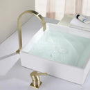 GobekUsa Brushed Gold Basin Faucet: 360 Rotating Two Hole Widespread Bathroom Sink Tap