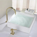 GobekUsa Brushed Gold Basin Faucet: 360 Rotating Two Hole Widespread Bathroom Sink Tap