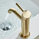 GobekUsa Brushed Gold Basin Faucet: Solid Brass, Cold Hot Water Mixer, Single Handle