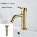 GobekUsa Brushed Gold Basin Faucet: Solid Brass, Cold Hot Water Mixer, Single Handle