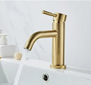 GobekUsa Brushed Gold Basin Faucet: Solid Brass, Cold Hot Water Mixer, Single Handle