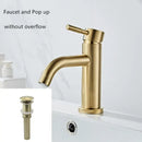 GobekUsa Brushed Gold Basin Faucet: Solid Brass, Cold Hot Water Mixer, Single Handle