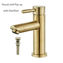 GobekUsa Brushed Gold Basin Faucet: Solid Brass, Cold Hot Water Mixer, Single Handle