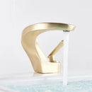 GobekUsa Brushed Gold Basin Faucet: Modern Brass Deck Mount Bathroom Mixer Tap