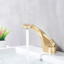 GobekUsa Brushed Gold Basin Faucet: Modern Brass Deck Mount Bathroom Mixer Tap