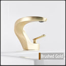 GobekUsa Brushed Gold Basin Faucet: Modern Brass Deck Mount Bathroom Mixer Tap