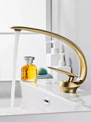 GobekUsa Brushed Gold Basin Faucet - Single Handle Bathroom Sink Faucet