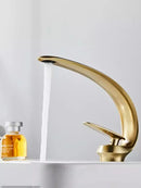 GobekUsa Brushed Gold Basin Faucet - Single Handle Bathroom Sink Faucet
