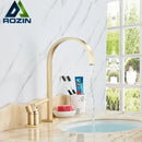 GobekUsa Brushed Gold Basin Faucet Single Handle Widespread Bathroom Sink Mixer Tap