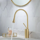GobekUsa Brushed Gold Basin Faucet Hot Cold Swivel Sink Water Crane