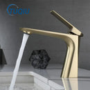 GobekUsa Brushed Gold Bathroom Basin Faucet - Single Hole Water Mixer Crane