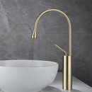 GobekUsa Brushed Gold Basin Faucet Hot Cold Black Sink Kitchen Swivel Water Crane