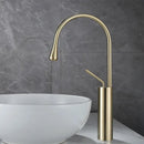 GobekUsa Brushed Gold Basin Faucet Hot Cold Black Sink Kitchen Swivel Water Crane
