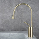 GobekUsa Brushed Gold Basin Faucet Hot Cold Black Sink Kitchen Swivel Water Crane