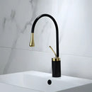 GobekUsa Brushed Gold/Black/White Basin Faucet with Single Handle Swivel Sink Water Crane