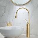 GobekUsa Brushed Gold/Black/White Basin Faucet with Single Handle Swivel Sink Water Crane