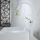 GobekUsa Brushed Gold/Black/White Basin Faucet with Single Handle Swivel Sink Water Crane