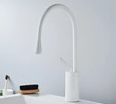 GobekUsa Brushed Gold/Black/White Basin Faucet with Single Handle Swivel Sink Water Crane