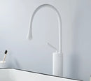 GobekUsa Brushed Gold/Black/White Basin Faucet with Single Handle Swivel Sink Water Crane