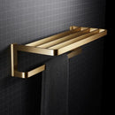 GobekUsa Brushed Gold Bathroom Hardware Set: Towel Rack, Corner Shelf, Paper Holder, Hook, Toilet Brush Holder